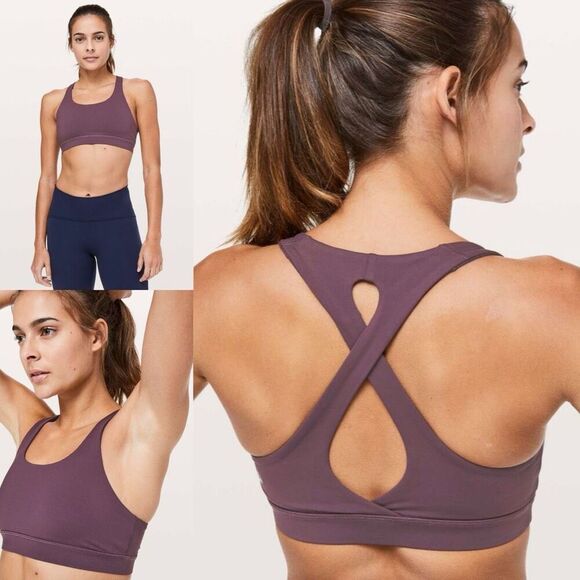 Lululemon Time To Sweat Bra Arctic Plum Purple Sports Bra Open Twist Back Size 6 - Picture 1 of 7